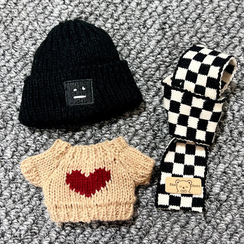 17cm Labubu Sitting Party Clothes Pendant Doll Sweater scarf cute