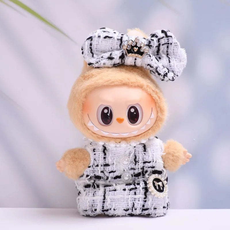 Labubu Fashion Skirt Suit for V1/V2 Vinyl Labubu Design Original Sitting Party Baby Clothes Eagerly Luxury Cute Dress Replacable