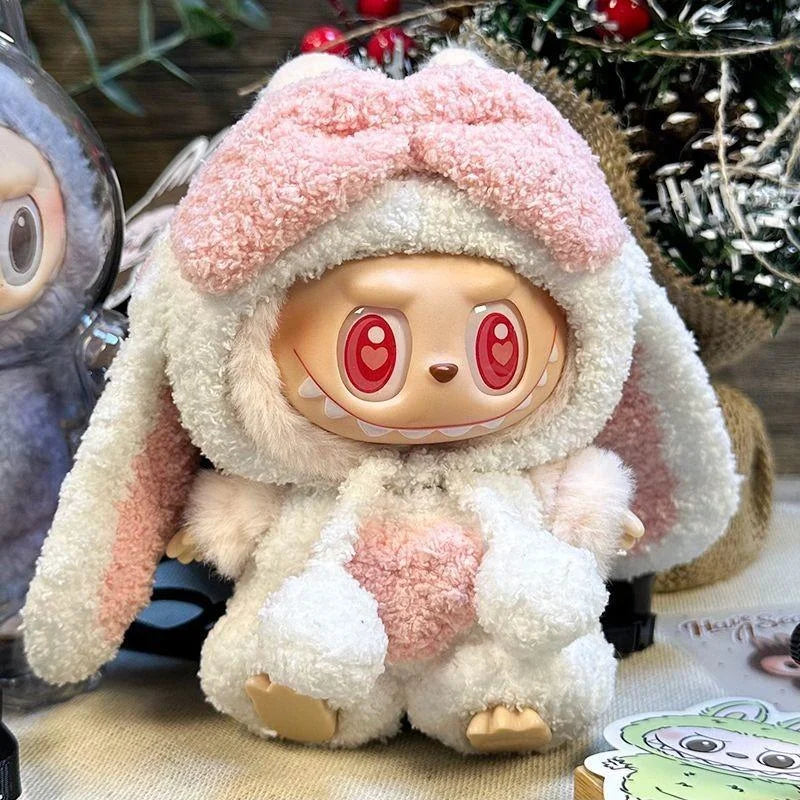 17cm Mini Plush Doll'S Clothes Outfit Accessories For Korea Kpop Exo Labubu Idol V1 V2 cartoon bear hat button bow Clothing Gift