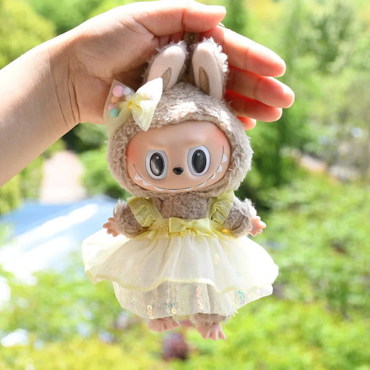 15-17cm Labubu Clothes Outfit Dress Uniform Clothing Labubu Vinyl Pendant's Accessories Wedding Dress Girl Gift