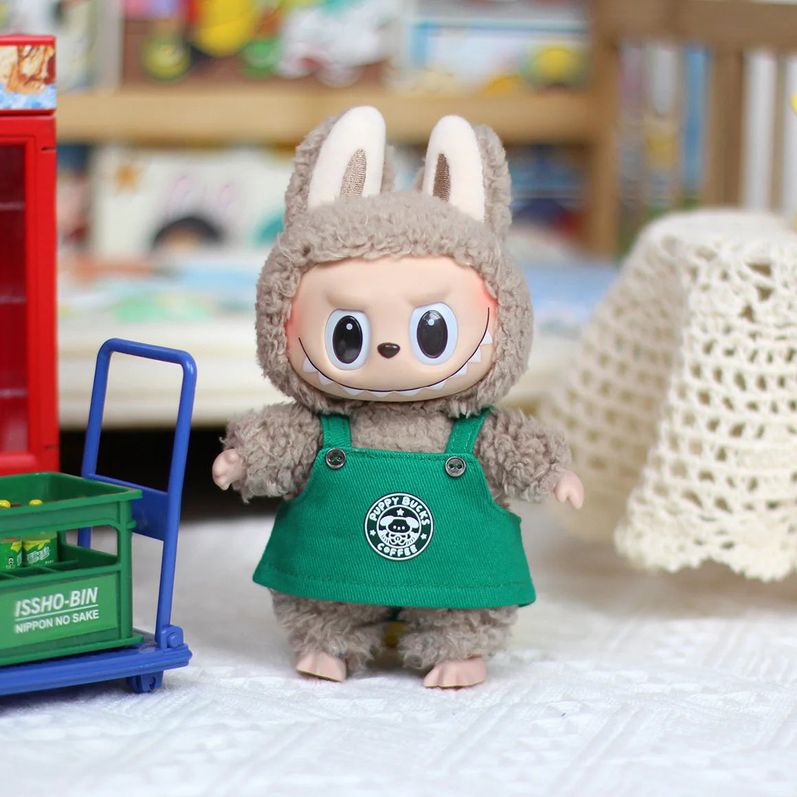 Labubu 17cm Clothes Outfit Accessories For Labubu Dolls Clothing Kid Gift French Fries Apron And M Hat EB19G