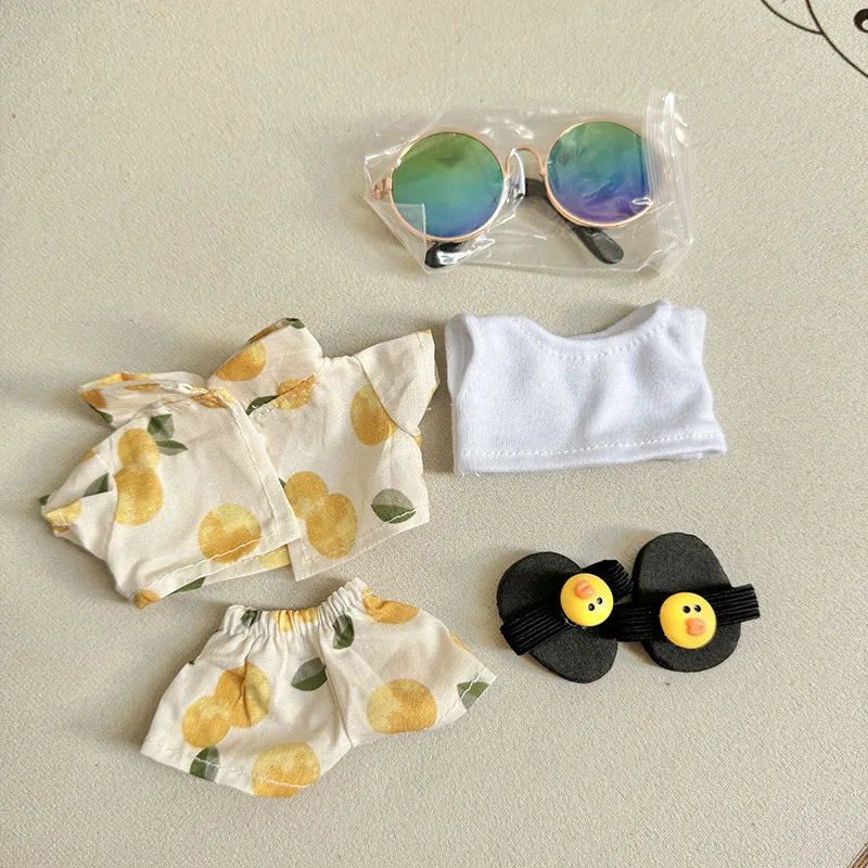 Labubu Doll Clothes Beach Resort Style Overalls Labubu Dolls Clothing Accessories 15/17cm Plush Doll Universal