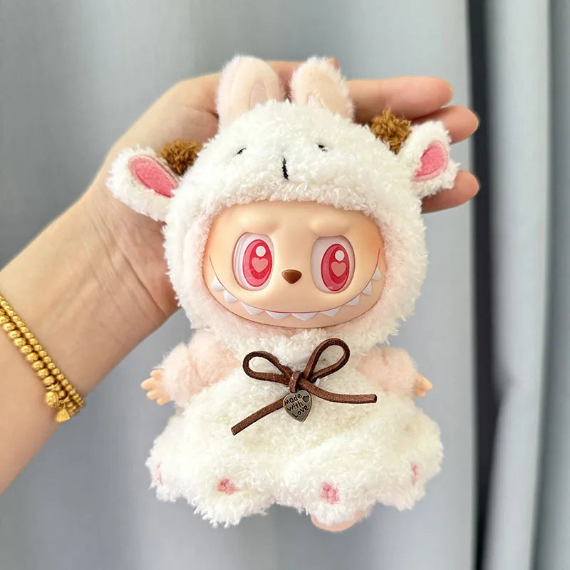 Only Clothes 1st 2nd Generation Labubu Plush Cute Kids' Clothing Accessories for Sitting at Parties and Small Sheep Skirt Sets