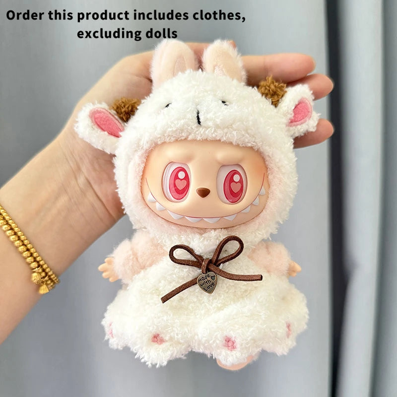 Only Clothes 1st 2nd Generation Labubu Plush Cute Kids' Clothing Accessories for Sitting at Parties and Small Sheep Skirt Sets