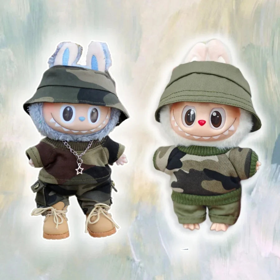 Labubu 3.0 Ropa Trendy Camouflage Suit Set for Labubu Fashion Outfit Cute Doll Clothes