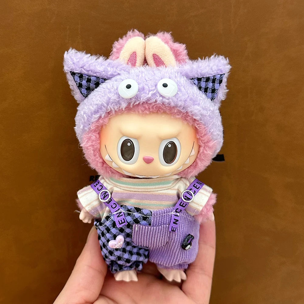 [No doll]Cute 17cm LBB pendant plush cotton toy DIY dress up costume doll skirt T-shirt set animal workwear