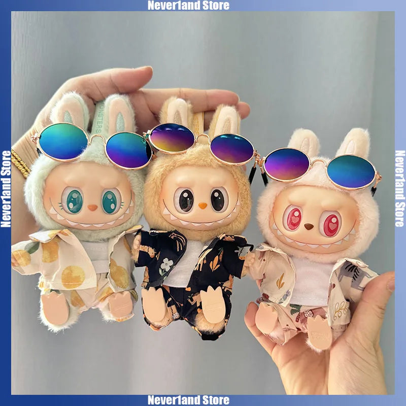 Labubu Doll Clothes Beach Resort Style Overalls Labubu Dolls Clothing Accessories 15/17cm Plush Doll Universal