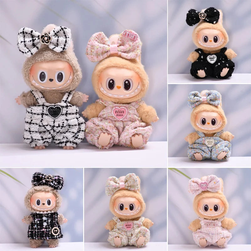 Labubu Fashion Skirt Suit for V1/V2 Vinyl Labubu Design Original Sitting Party Baby Clothes Eagerly Luxury Cute Dress Replacable