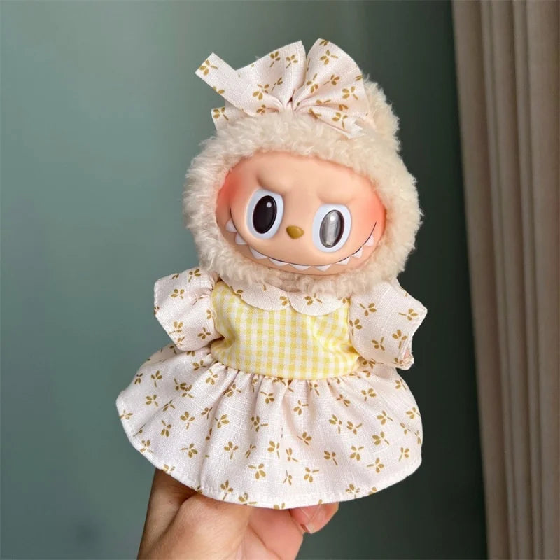 For 17cm Labubu Plush Clothes Outfit Accessories Labubu Luxury Clothes Gift