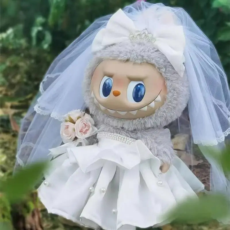 2025 New Labubu Baby Clothes Sweetheart Mokoko Fashion Wedding Dress Labubu Haruno 38cm Summer Clothes Suit Set Doll Accessories