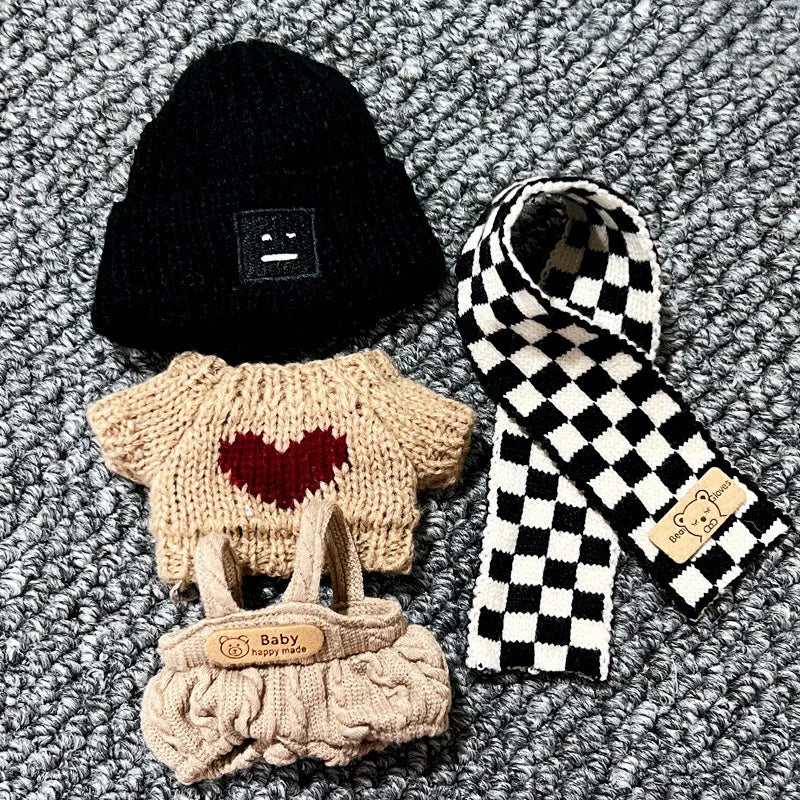 17cm Labubu Sitting Party Clothes Pendant Doll Sweater scarf cute