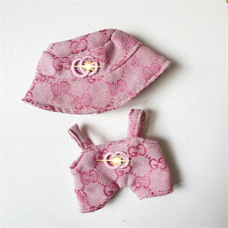Labubu Doll Clothes 17cm Baby Clothes Fashion Overalls Bib Hat Set Kawaii Doll Clothing Accessories No Dolls Kids Gift