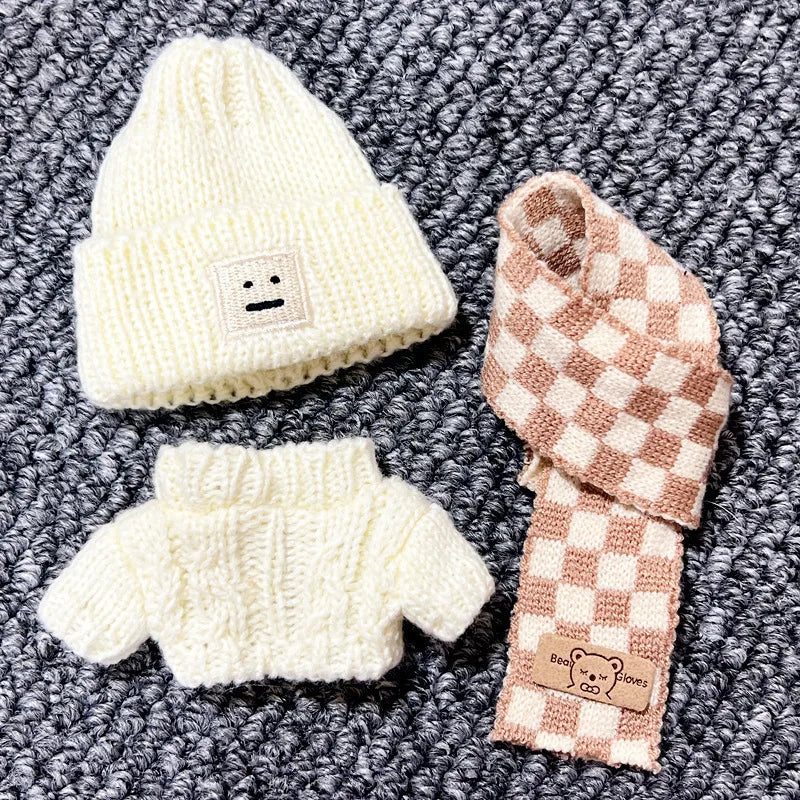 17cm Labubu Sitting Party Clothes Pendant Doll Sweater scarf cute