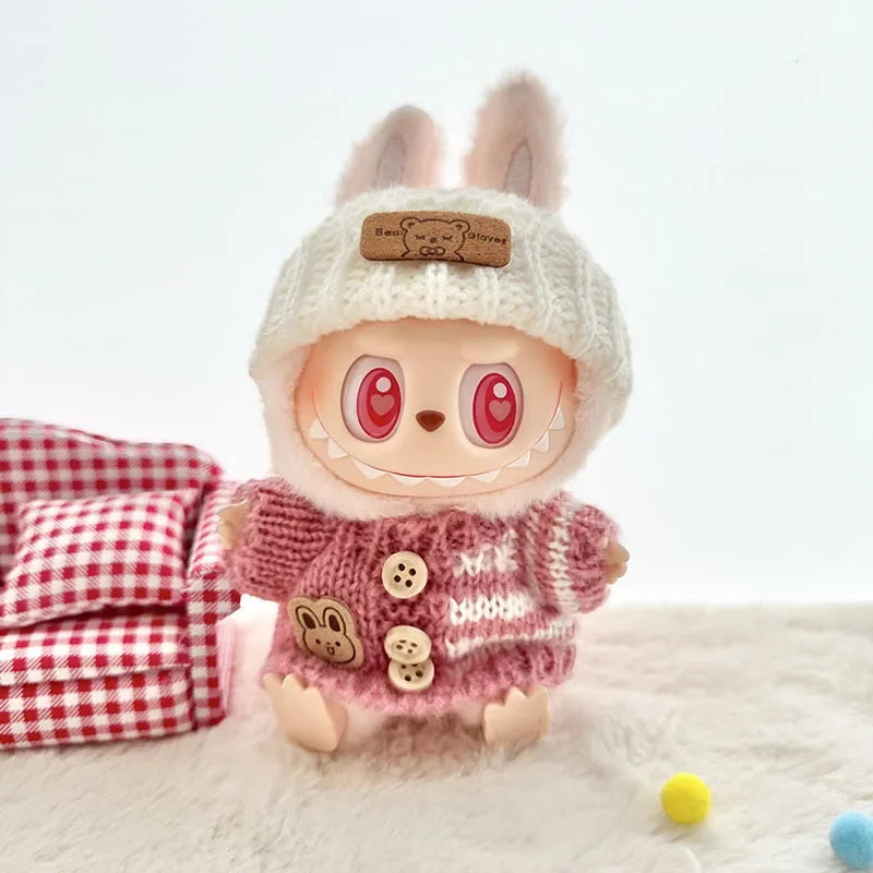 Labubu 3.0 Big into Energy Series Clothes  Labubu Bear Sweater Flanged hat Set Combining fashion & cuteness Labubu Ropa