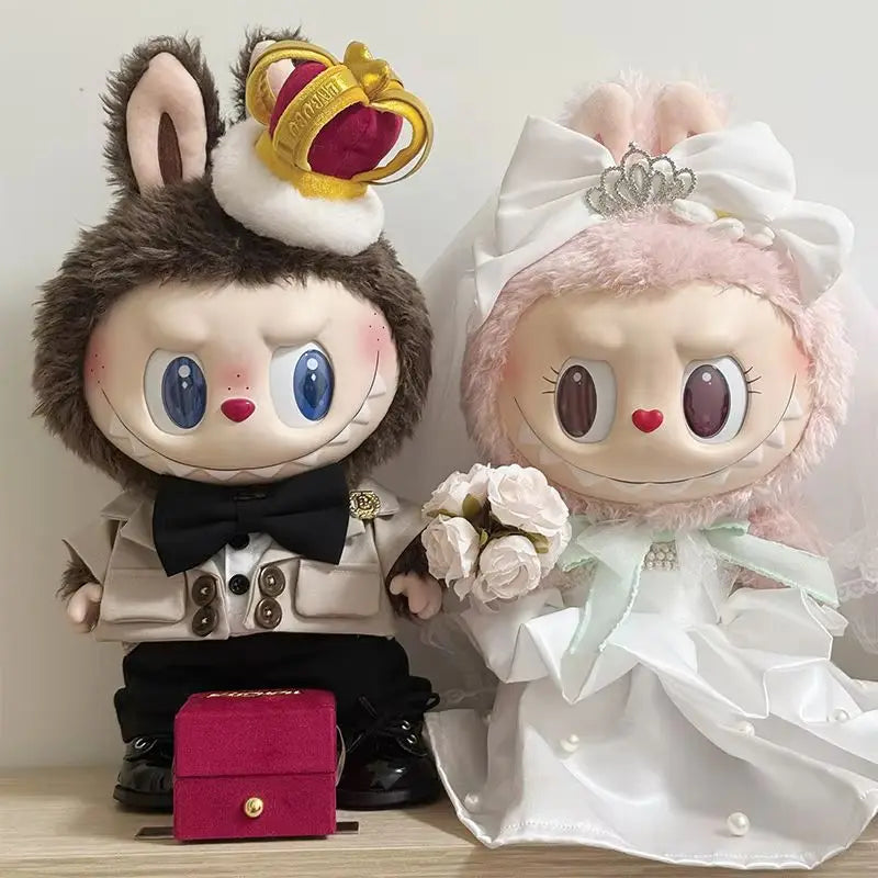 2025 New Labubu Baby Clothes Sweetheart Mokoko Fashion Wedding Dress Labubu Haruno 38cm Summer Clothes Suit Set Doll Accessories