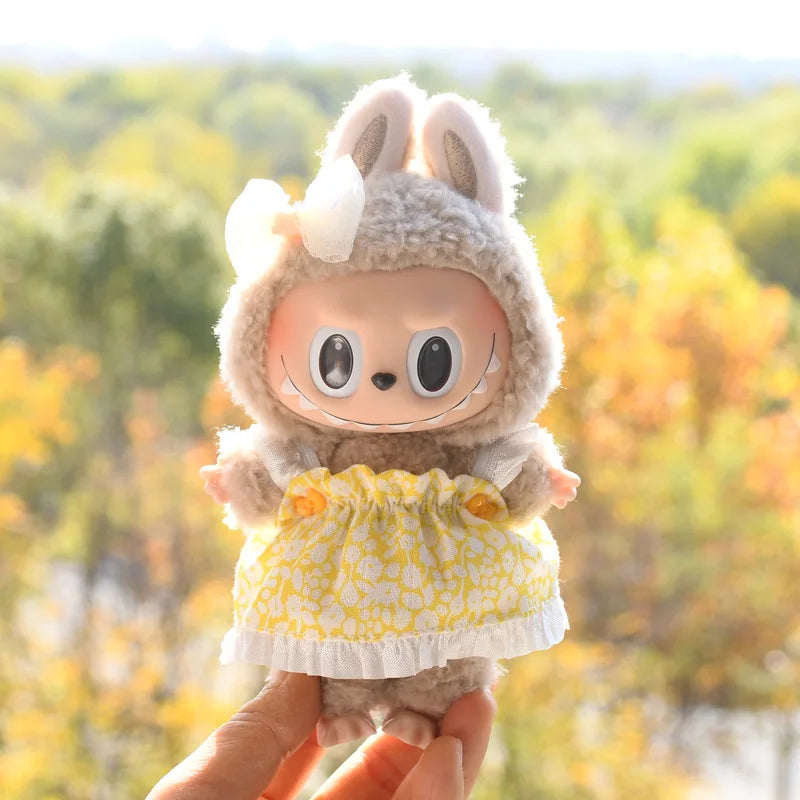 15-17cm Labubu Clothes Outfit Dress Uniform Clothing Labubu Vinyl Pendant's Accessories Wedding Dress Girl Gift