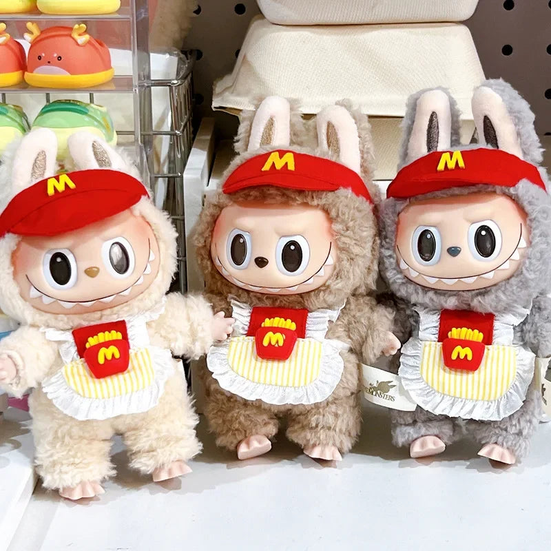 Labubu 17cm Clothes Outfit Accessories For Labubu Dolls Clothing Kid Gift French Fries Apron And M Hat EB19G