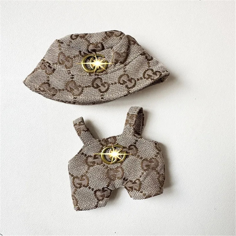 Labubu Doll Clothes 17cm Baby Clothes Fashion Overalls Bib Hat Set Kawaii Doll Clothing Accessories No Dolls Kids Gift