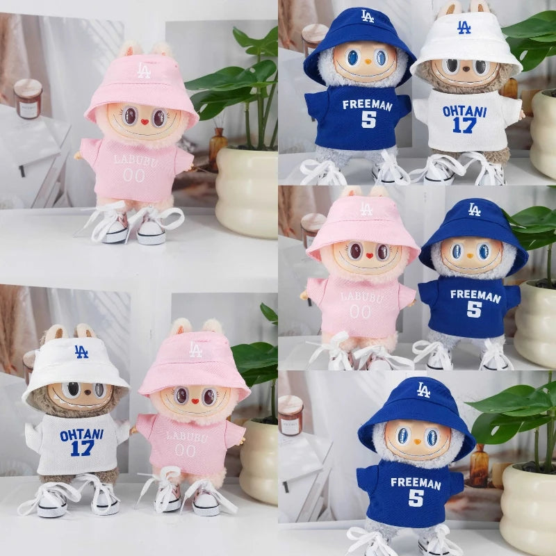 Cute Labubu Doll Clothes 15/17cm Labubu Clothes Sitting Party Number 17/5 Baseball Clothes Children's Diy Doll Accessories Gifts