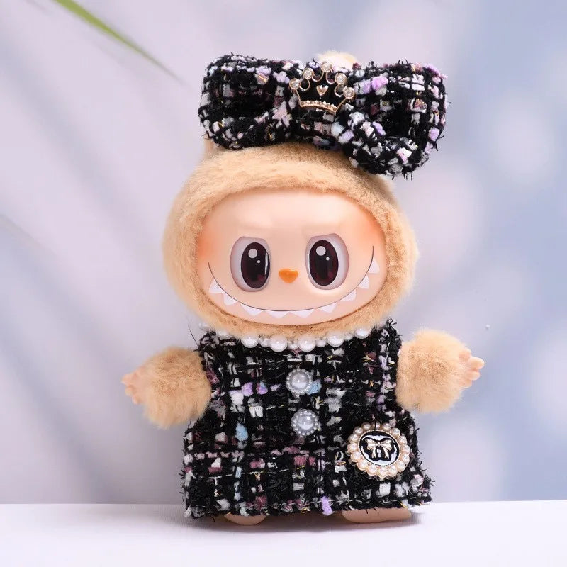 Labubu Fashion Skirt Suit for V1/V2 Vinyl Labubu Design Original Sitting Party Baby Clothes Eagerly Luxury Cute Dress Replacable