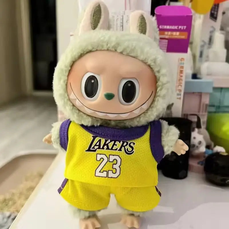 Labuibu Only Selling Clothes 17cm First Second Generation Labubu Basketball Clothes Cute Doll Decoration Handmade Doll Clothes