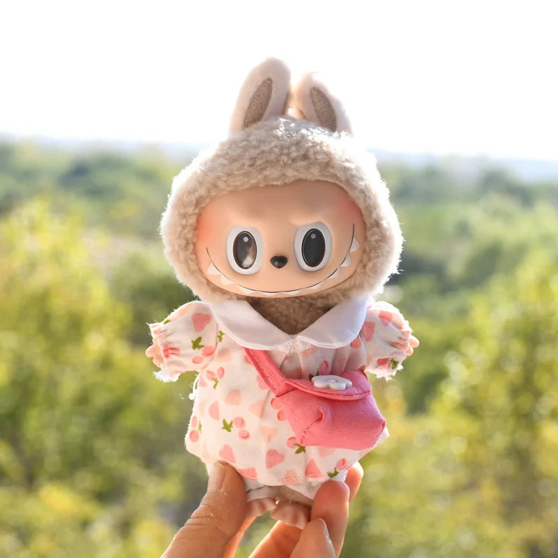 15-17cm Labubu Clothes Outfit Dress Uniform Clothing Labubu Vinyl Pendant's Accessories Wedding Dress Girl Gift