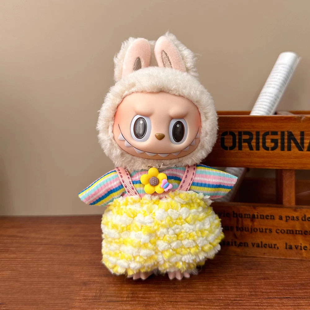 [No doll]Cute 17cm LBB pendant plush cotton toy DIY dress up costume doll skirt T-shirt set animal workwear