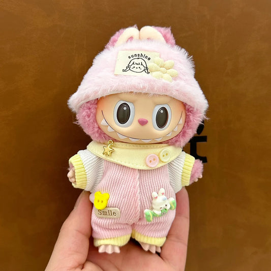 [No doll]Cute 17cm LBB pendant plush cotton toy DIY dress up costume doll skirt T-shirt set animal workwear