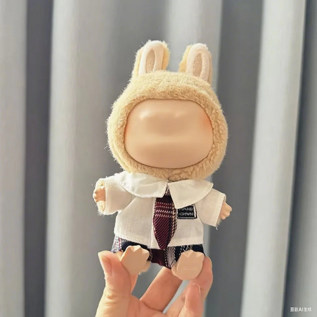 Compatible with 17cm Mini Labubu Clothes Designer Luxury School Uniform Labubu Doll Accessories Plush Labubu Outfit Accessorie