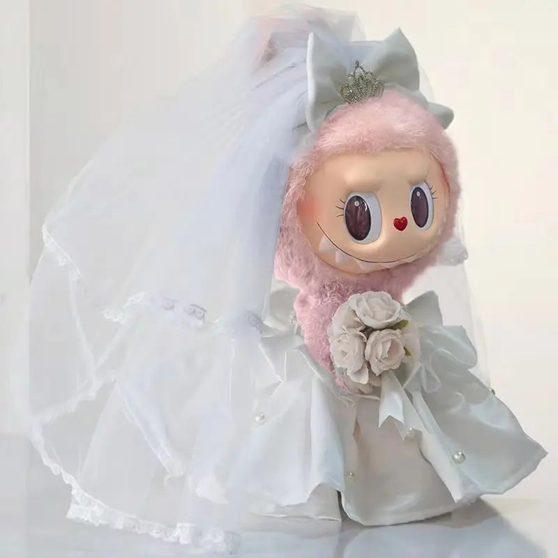 2025 New Labubu Baby Clothes Sweetheart Mokoko Fashion Wedding Dress Labubu Haruno 38cm Summer Clothes Suit Set Doll Accessories