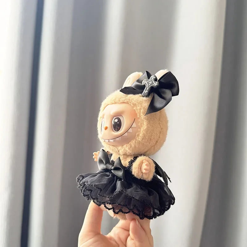 Labubu Clothes Fashion Gothic Style Skirt Labubu Doll Clothes Pendant Little Devil Strap Skirt 15/17cm Plush Doll Universal
