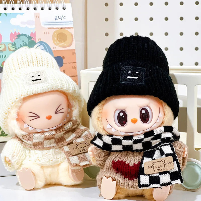 17cm Labubu Sitting Party Clothes Pendant Doll Sweater scarf cute
