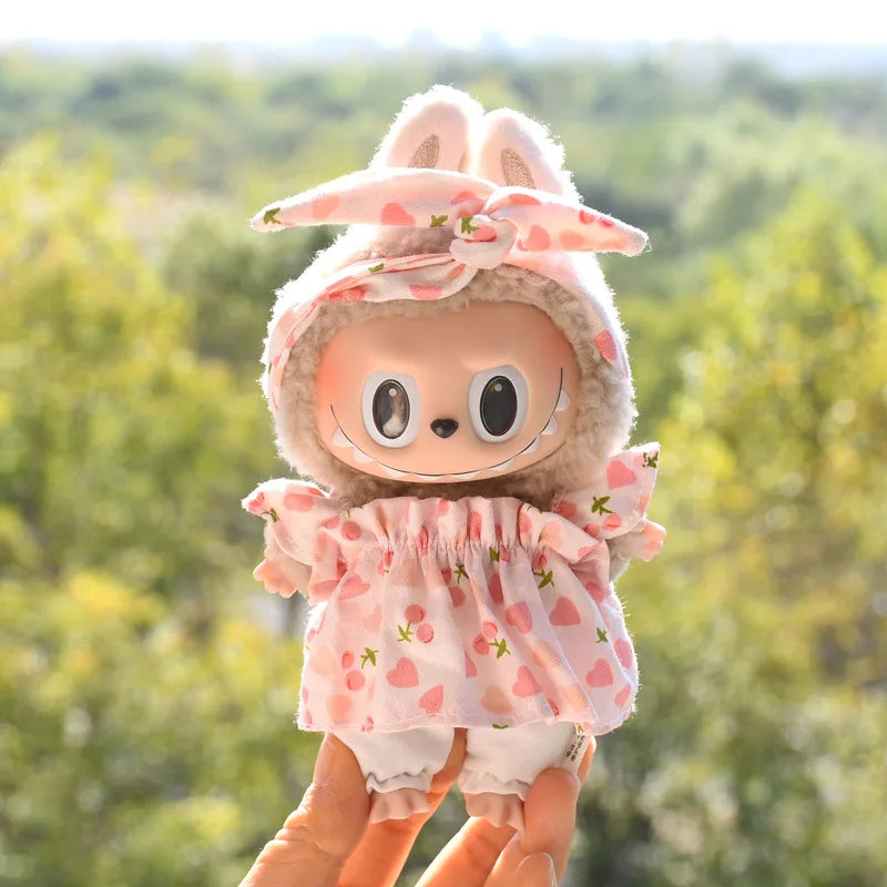 15-17cm Labubu Clothes Outfit Dress Uniform Clothing Labubu Vinyl Pendant's Accessories Wedding Dress Girl Gift