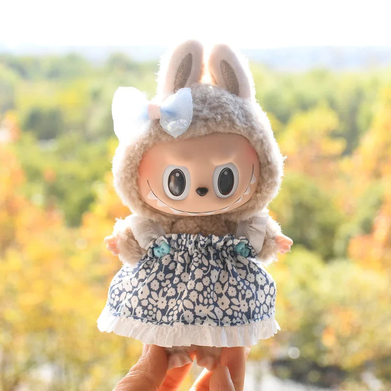 15-17cm Labubu Clothes Outfit Dress Uniform Clothing Labubu Vinyl Pendant's Accessories Wedding Dress Girl Gift