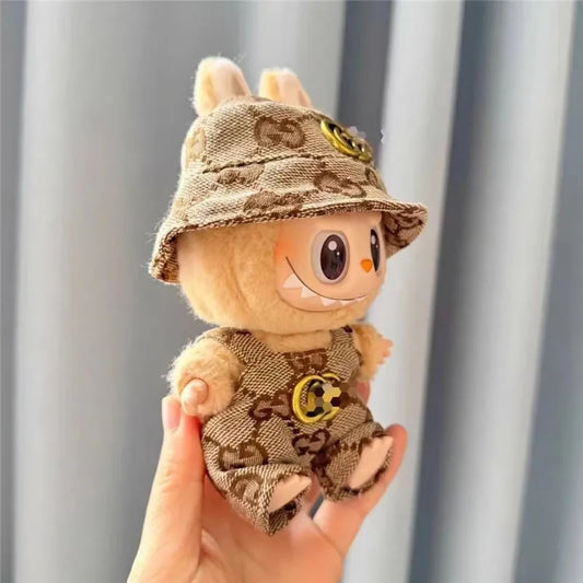 Labubu Doll Clothes 17cm Baby Clothes Fashion Overalls Bib Hat Set Kawaii Doll Clothing Accessories No Dolls Kids Gift