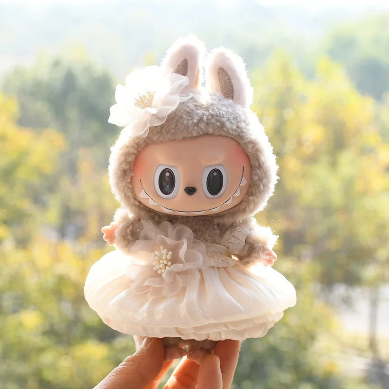 15-17cm Labubu Clothes Outfit Dress Uniform Clothing Labubu Vinyl Pendant's Accessories Wedding Dress Girl Gift
