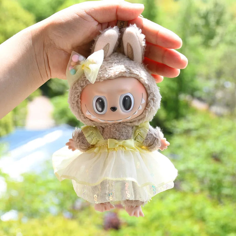 15-17cm Labubu Clothes Outfit Dress Uniform Clothing Labubu Vinyl Pendant's Accessories Wedding Dress Girl Gift