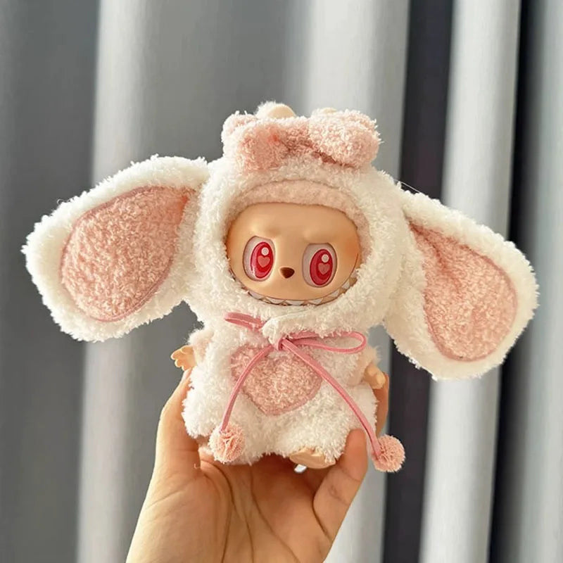 17cm Mini Plush Doll'S Clothes Outfit Accessories For Korea Kpop Exo Labubu Idol V1 V2 cartoon bear hat button bow Clothing Gift