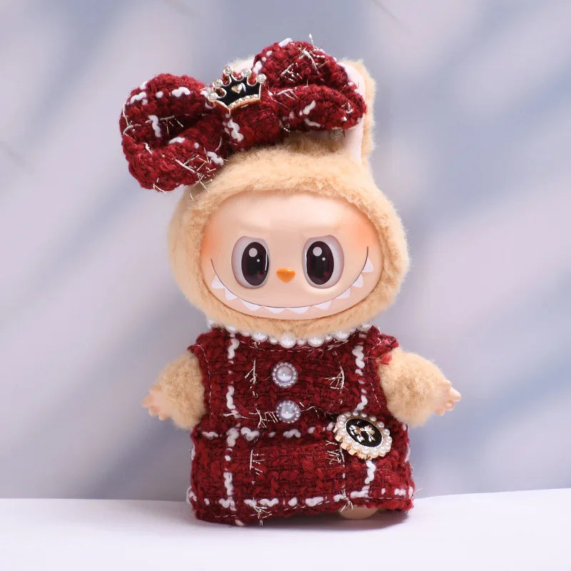 Labubu Fashion Skirt Suit for V1/V2 Vinyl Labubu Design Original Sitting Party Baby Clothes Eagerly Luxury Cute Dress Replacable