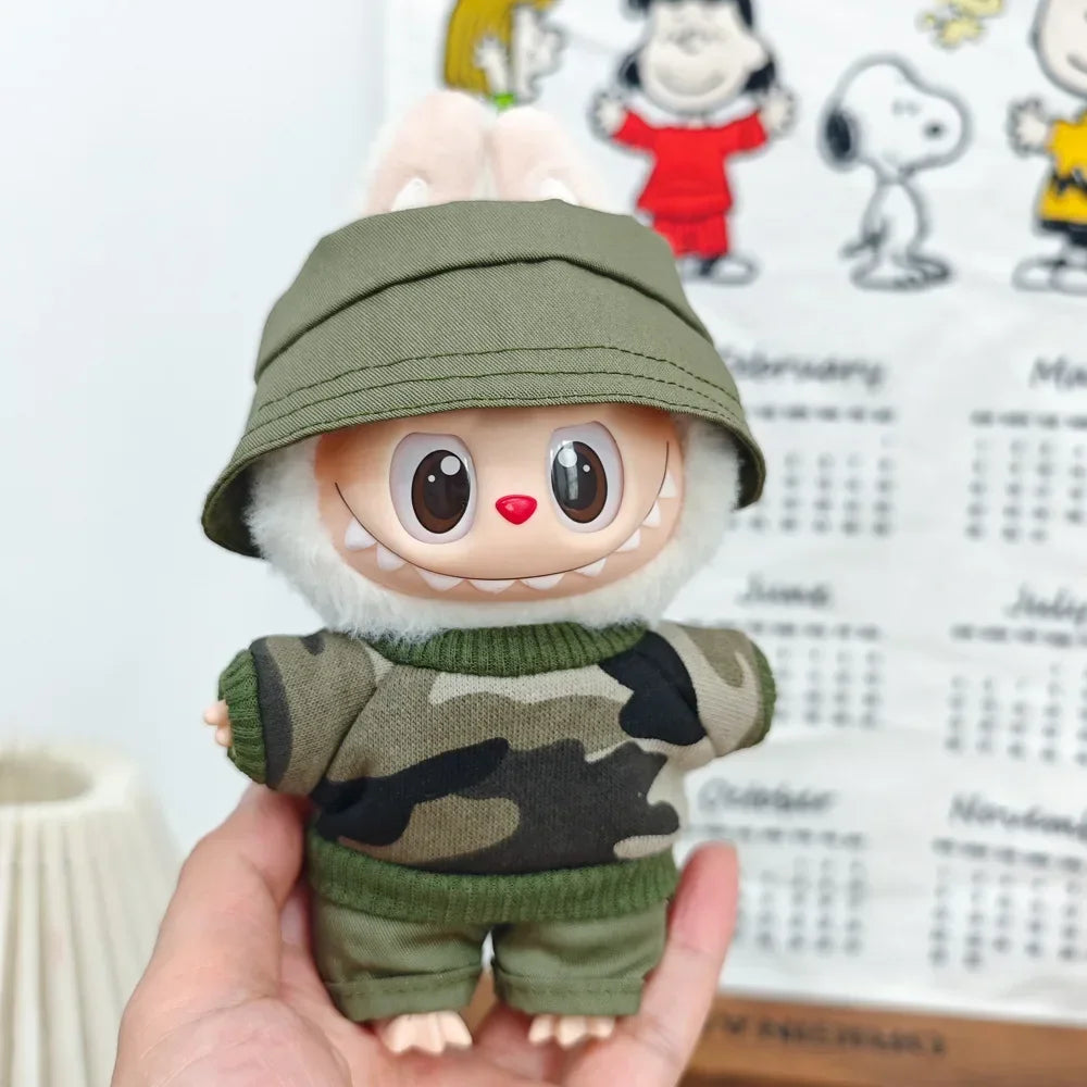 Labubu 3.0 Ropa Trendy Camouflage Suit Set for Labubu Fashion Outfit Cute Doll Clothes