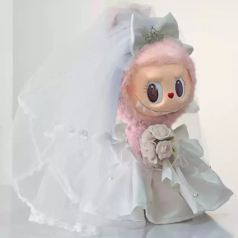 2025 New Labubu Baby Clothes Sweetheart Mokoko Fashion Wedding Dress Labubu Haruno 38cm Summer Clothes Suit Set Doll Accessories