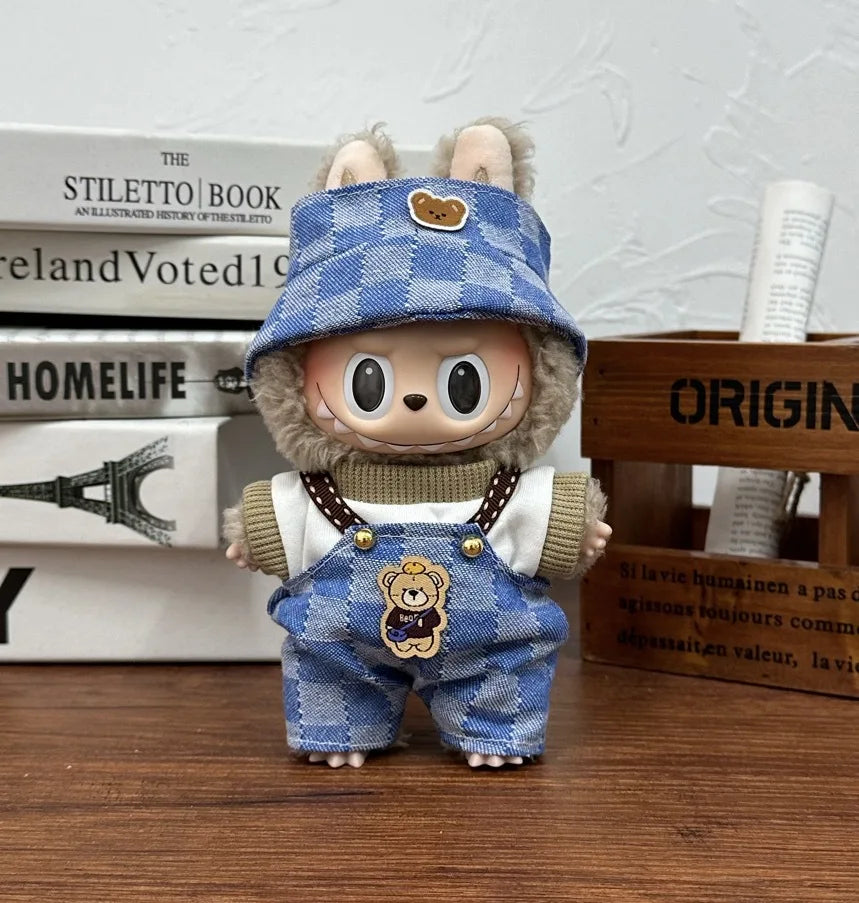 Labubu Clothes Doll Clothing Fashion Overalls, V1 V2 Doll Clothing Accessories, Labubu Clothes Designer,15/17cm Doll Toy