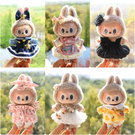 15-17cm Labubu Clothes Outfit Dress Uniform Clothing Labubu Vinyl Pendant's Accessories Wedding Dress Girl Gift
