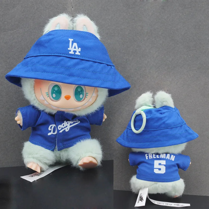Cute Labubu Doll Clothes 15/17cm Labubu Clothes Sitting Party Number 17/5 Baseball Clothes Children's Diy Doll Accessories Gifts