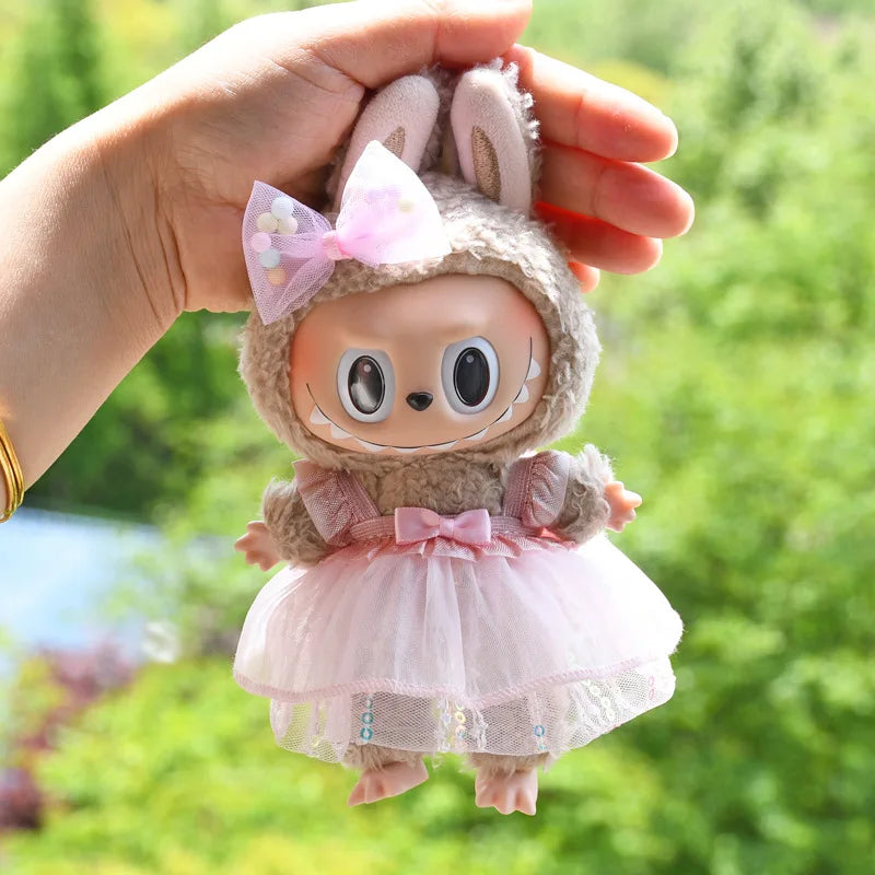 15-17cm Labubu Clothes Outfit Dress Uniform Clothing Labubu Vinyl Pendant's Accessories Wedding Dress Girl Gift