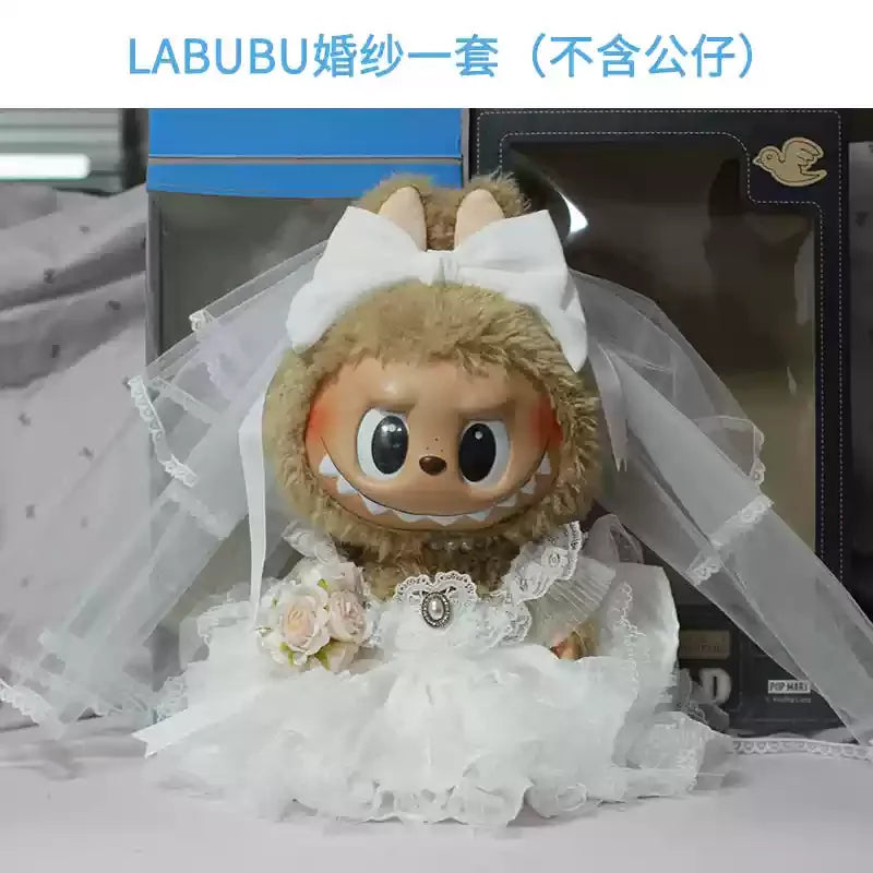 2025 New Labubu Baby Clothes Sweetheart Mokoko Fashion Wedding Dress Labubu Haruno 38cm Summer Clothes Suit Set Doll Accessories