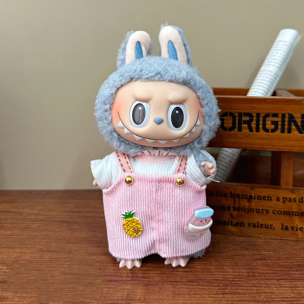 [No doll]Cute 17cm LBB pendant plush cotton toy DIY dress up costume doll skirt T-shirt set animal workwear