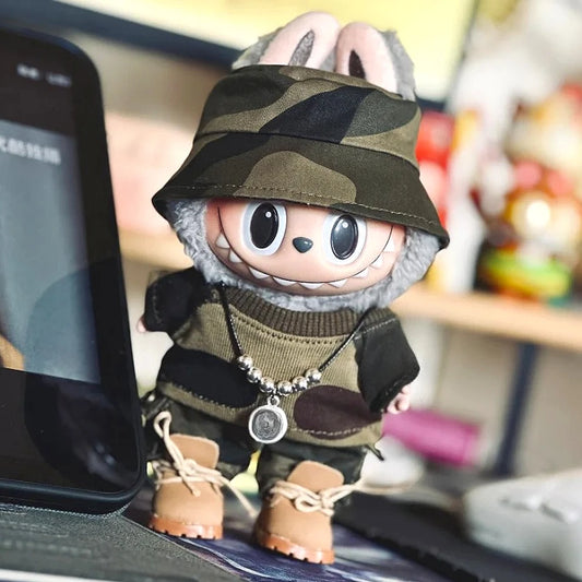 Labubu 3.0 Ropa Trendy Camouflage Suit Set for Labubu Fashion Outfit Cute Doll Clothes