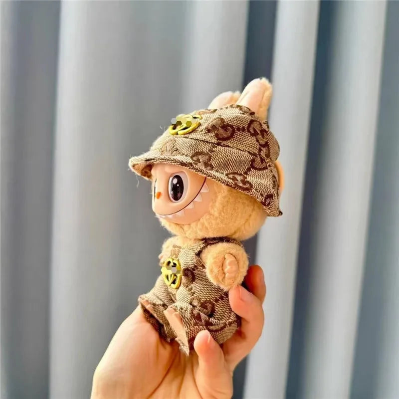 Labubu Doll Clothes 17cm Baby Clothes Fashion Overalls Bib Hat Set Kawaii Doll Clothing Accessories No Dolls Kids Gift